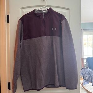 Under Armour Maroon and Gray Quarter-Zip Sweatshirt
